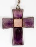 SPRATLING SILVER AND AMETHYST CROSS ON CHAIN