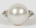 15MM SOUTH SEA PEARL DIAMOND  18KT WHITE GOLD RING