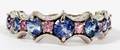 25CT BLUE  PINK SAPPHIRE  14KT WHITE GOLD RING