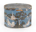 Wallpaper covered wood hat box 19th c