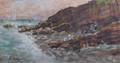 Marcel Amiguet Rocky Coast at Sunset Watercolor