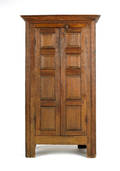 Pine wall cupboard with two raised panel doors ca 1790