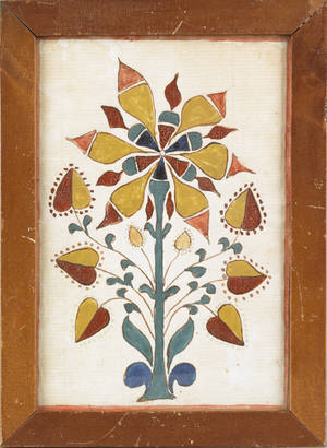 Upper Bucks County Pennsylvania watercolor on paper drawing ca 1850