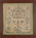 Silk on linen sampler dated