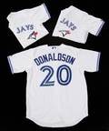 JOSH DONALDSON GROUP OF THREE SIGNED BLUE JAYS JERSEYS