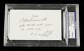 MUHAMMAD ALI 1987 SIGNED AND INSCRIBED INDEX CARD PSA 9