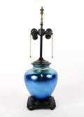 Steuben Blue Aurene Glass Table Lamp