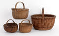 Four Pennsylvania splint gathering baskets 19th c