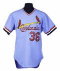 JIM KAAT 1983 ST LOUIS CARDINALS GAME WORN ROAD JERSEY