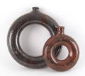 Two Pennsylvania redware ring flasks 19th c