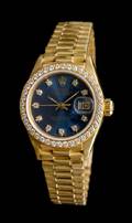 An 18 Karat Yellow Gold and Diamond Ref 69138 Oyster Perpetual Datejust Wristwatch Rolex Circa 1988