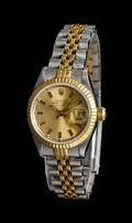 A Stainless Steel and 18 Karat Yellow Gold Ref 69173 Oyster Perpetual Datejust Wristwatch Rolex Circa 1984