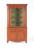 Pennsylvania poplar twopart corner cupboard