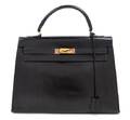 An Hermes Noir Box Calf 32cm Kelly Handbag