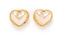A Pair of Chanel Faux Pearl Heart Earclips