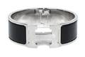 A Hermes Narrow Clic Clac Black Enamel Bracelet