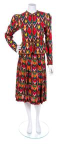An Yves Saint Laurent Multicolor Ikat Skirt Suit