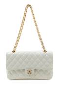 A Chanel White Patent Quilted Double Flap Handbag