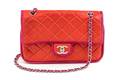 A Chanel Coral and Magenta Quilted Double Flap Handbag