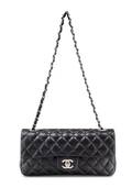 A Chanel Black Quilted Single Flap Handbag