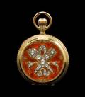 An 18 Karat Yellow Gold Polychrome Enamel and Diamond Hunter Case Pocket Watch for the Ottoman Market Bautte Geneve