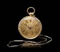 A Tricolor Gold Hunter Case Pocket Watch with Fob Chain