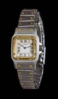 A Stainless Steel Santos Wristwatch Cartier