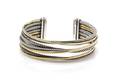 A Sterling Silver and Bonded 18 Karat Yellow Gold Crossover Cuff Bracelet David Yurman