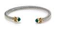 A Sterling Silver 14 Karat Yellow Gold Green Onyx and Garnet Renaissance Bracelet David Yurman