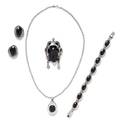 A Collection of Silver and Onyx Jewelry