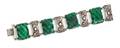 A Sterling Silver and Green Hardstone Bracelet Mexico