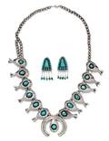 A Collection of Silver and Turquoise Jewelry Native American