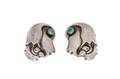 A Pair of Sterling Silver and Gemstone Earclips Georg Jensen