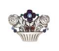 A Sterling Silver and Multigem Flower Basket Brooch Georg Jensen