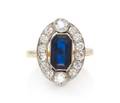 An Edwardian Platinum Topped Yellow Gold Sapphire and Diamond Ring