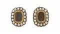 A Pair of Georgian Gold Seed Pearl and Woven Hair Mourning Pins