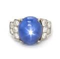 A Platinum Star Sapphire and Diamond Ring