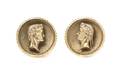 A Pair of 14 Karat Yellow Gold and Diamond Cufflinks