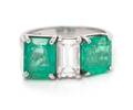 A Platinum Emerald and Diamond Ring