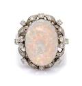 A Platinum Opal and Diamond Ring