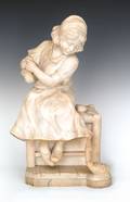 Carved marble statue of a young girl and a duck late 19th c