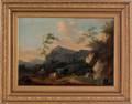 Continental oil on canvas bucolic landscape 19th c