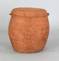 Massive Pennsylvania lidded rye straw hamper basket 19th c