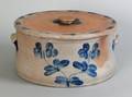 Large stoneware cake crock attributed to Peter Hermann Baltimore 19th c