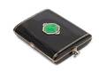 An Art Deco Yellow Gold Platinum Jade Diamond and Enamel Cigarette Case