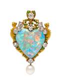 An Important Renaissance Revival Gold Platinum Opal and Multigem PendantBrooch Paulding Farnham for Tiffany  Co