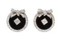 A Pair of Platinum Diamond and Onyx Earclips