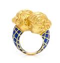 An 18 Karat Yellow Gold and Enamel Crossover Ring David Webb