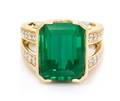 A Yellow Gold Green Tourmaline and Diamond Ring