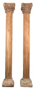 A Pair of Indian Carved Wood Columns